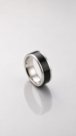 ANBN1003-2 Anillo bicolor negro size 8