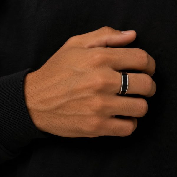 ANBN1003-2 Anillo bicolor negro size 8