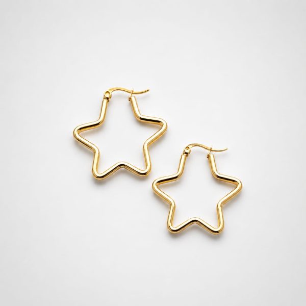 Arete argolla forma de estrella dorada