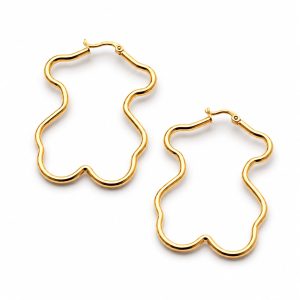 Arete argolla forma de osito dorado