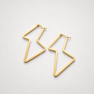 Arete argolla forma de rayo dorado