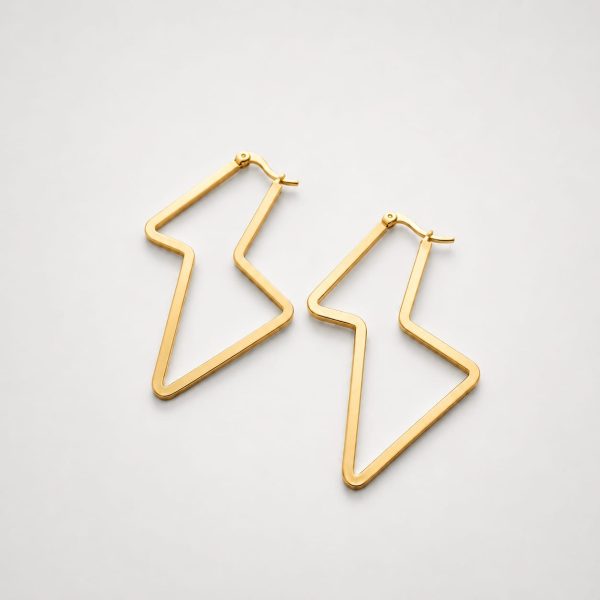 Arete argolla forma de rayo dorado