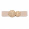 Cinturón elástico hebilla doble circular dorado (beige)