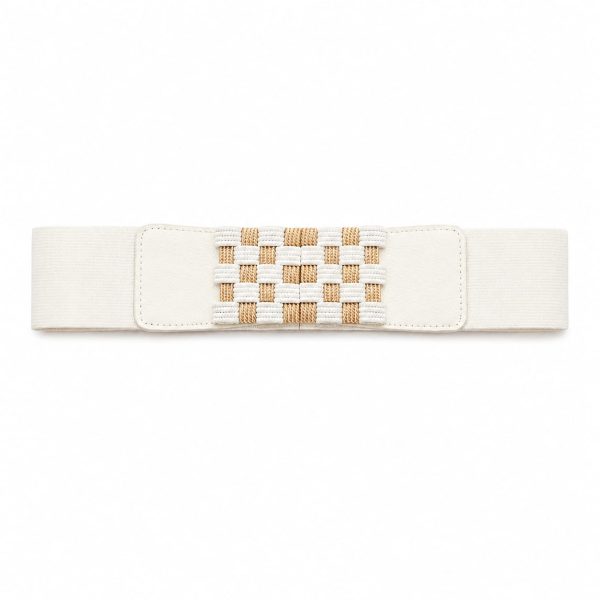 Cinturón elástico diseño frontal tipo mosaico dorado (negro,blanco,marron)