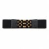 Cinturón elástico diseño frontal tipo mosaico dorado (negro,blanco,marron)