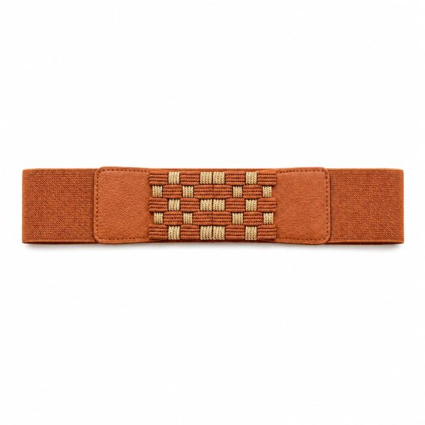Cinturón elástico diseño frontal tipo mosaico dorado (negro,blanco,marron)