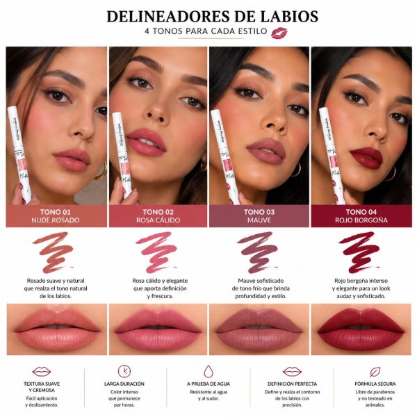 DLCMP1001-3 Delineador de labios cremoso de Million Pauline varios tonos