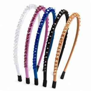 Diadema delgada con cristales entre grandes y pequeños (morado,azul,negro,azul,marron)