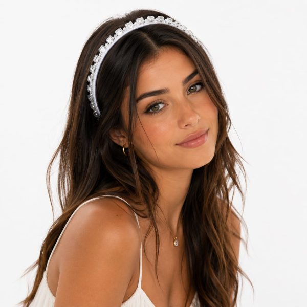 Diadema delgada con cristales entre grandes y pequeños (morado,azul,negro,azul,marron)