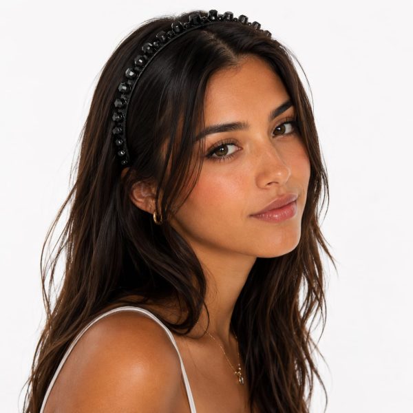 Diadema delgada con cristales entre grandes y pequeños (morado,azul,negro,azul,marron)