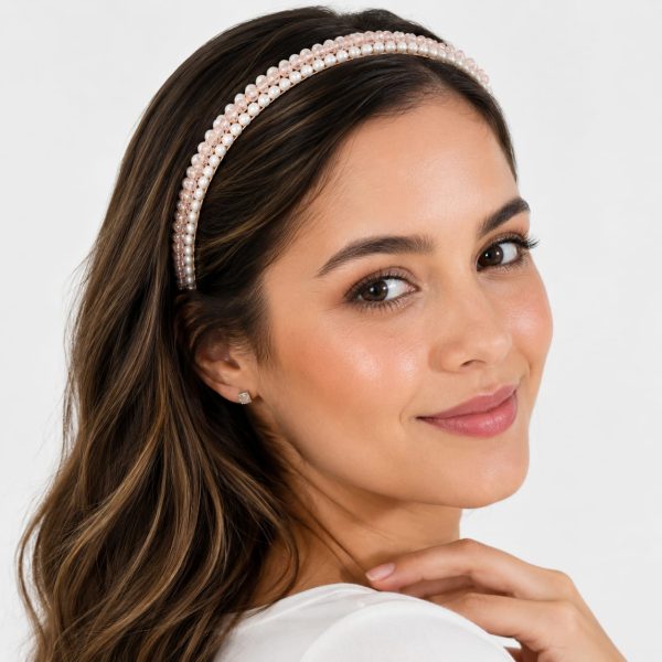 Diadema delgada con perlas y cristales (rosa,azul,negro,morado)