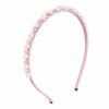 Diadema satinada con perlas decorativas (negro,lila,blanco,rosa,azul,marron)