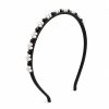 Diadema satinada con perlas decorativas (negro,lila,blanco,rosa,azul,marron)