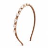 Diadema satinada con perlas decorativas (negro,lila,blanco,rosa,azul,marron)