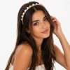 Diadema satinada con perlas decorativas (negro,lila,blanco,rosa,azul,marron)