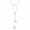 Juego cadena ajustable y arete doble circulo plateado