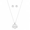 Juego cadena arete corazon infinito plateado