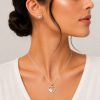 Juego cadena arete corazon con osito plateado