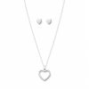 Juego cadena arete corazon plateado