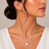 Juego cadena arete estrella plateado