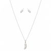JCAHMP1005-1 Juego cadena arete hoja minimalista plateado