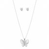 Juego cadena y arete mariposa plateado