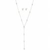 Juego cadena arete varias círculos plateado