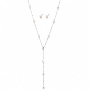 Juego cadena arete varias círculos plateado