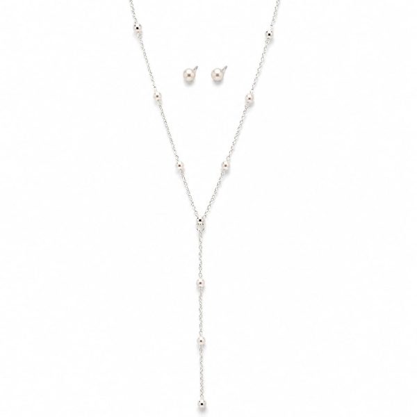 Juego cadena arete varias círculos plateado