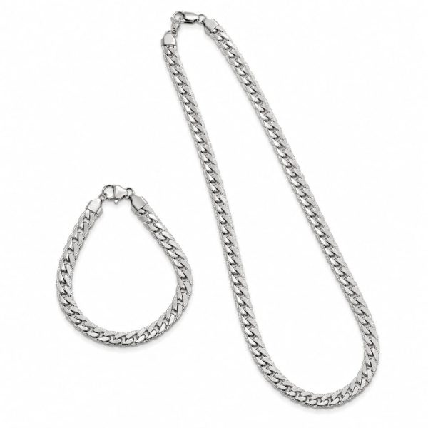 JCP1001-3 Juego cadena pulsera plateada