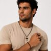 JCPANH1001-2 Juego cadena,pulsera 2 anillos color plateado y negro para hombre