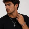 JCPAPNH1001-2 Juego cadena,pulsera 2 anillos color plateado y negro para hombre