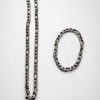 Juego cadena y pulsera color negro para hombre