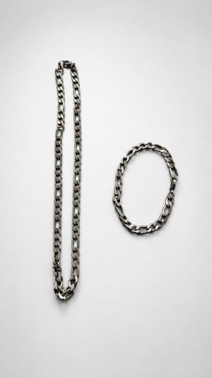 Juego cadena y pulsera color negro para hombre