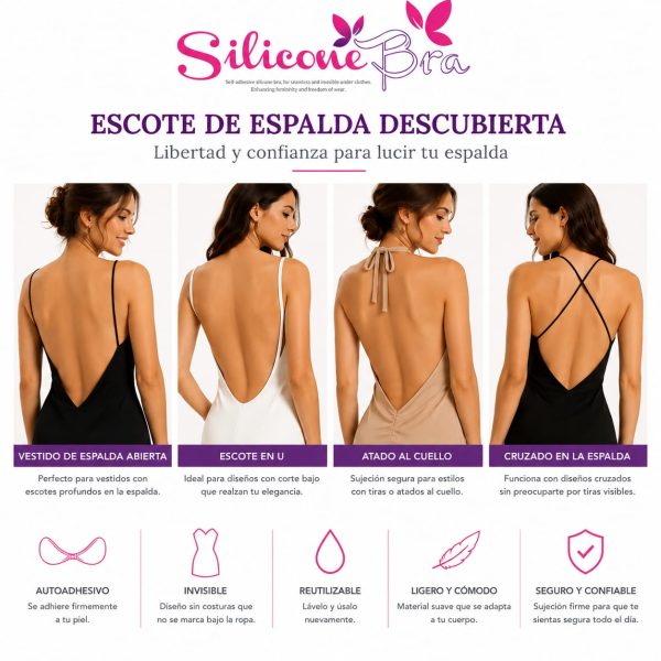Sujetador de silicona marca MISSHUA invisible bajo la ropa