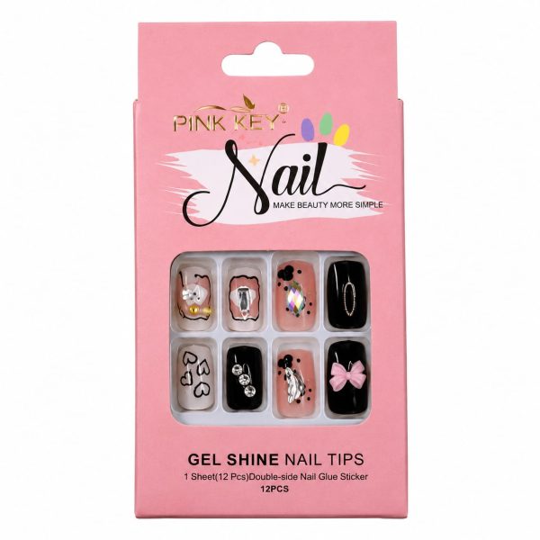 UÑPDD1001-1 Uñas postizas varioas diseños elegantes 3 D (Only Beauty,Pink Key Nail,X bonito)