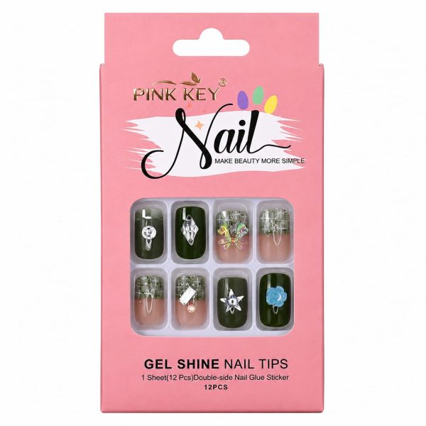 UÑPDD1001-12 Uñas postizas varioas diseños elegantes 3 D (Only Beauty,Pink Key Nail,X bonito)