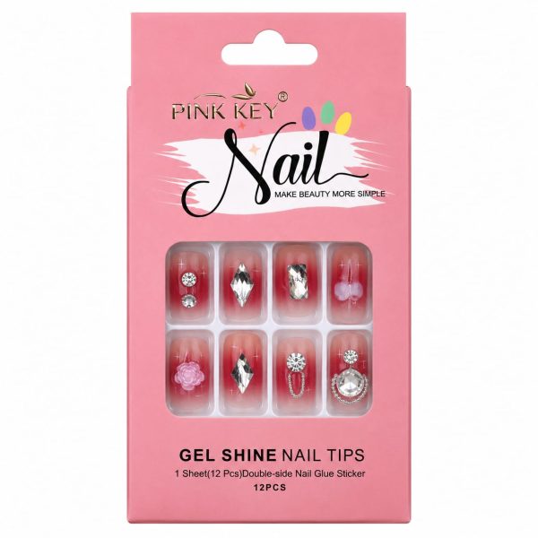 UÑPDD1001-13 Uñas postizas varioas diseños elegantes 3 D (Only Beauty,Pink Key Nail,X bonito)