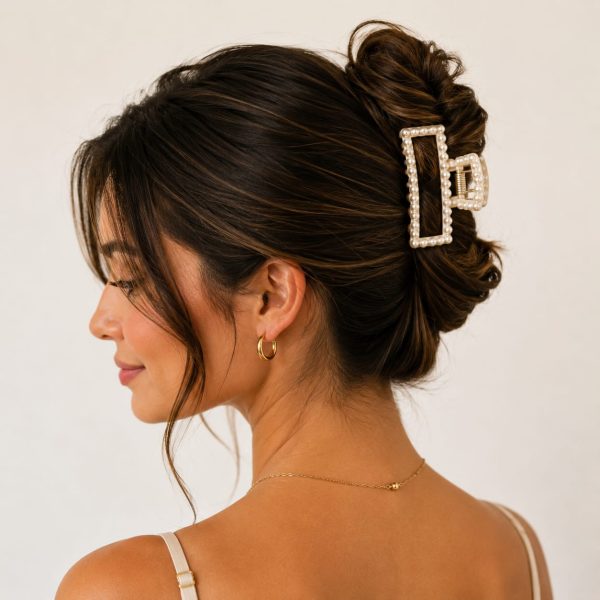 VCMRP1006-2 Vincha de cabello mediana rectangular de perlas