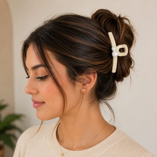 Vincha de cabello con 2 perlas acabado nacarado (café,negro,blanco,naranja)