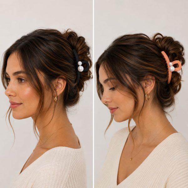 Vincha de cabello con 2 perlas acabado nacarado (café,negro,blanco,naranja)