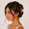Vincha de cabello pequeña rectangular de perlas