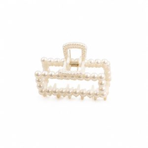 Vincha de cabello pequeña rectangular de perlas