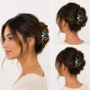 Vincha metálica de cabello diseño hoja azul con perla