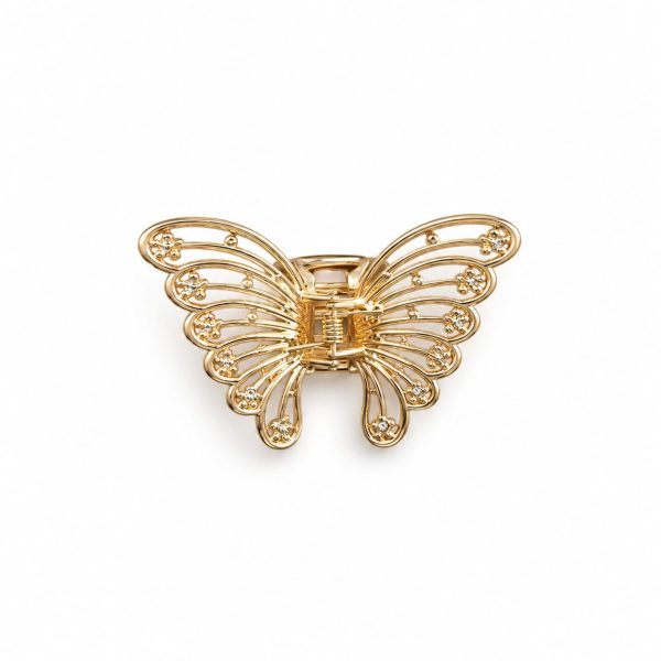 Vincha metálica dorada diseño mariposa