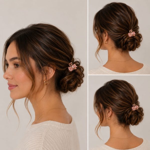 VMPLB1010-5 Vincha metálica pequeña en forma de lazo con brillos (rosa,blanco,lila,azul)