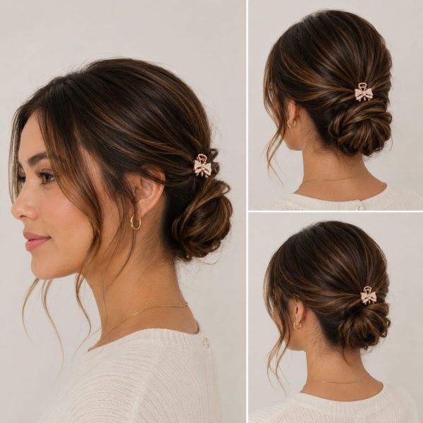 VMPLB1010-7 Vincha metálica pequeña en forma de lazo con brillos (rosa,blanco,lila,azul)