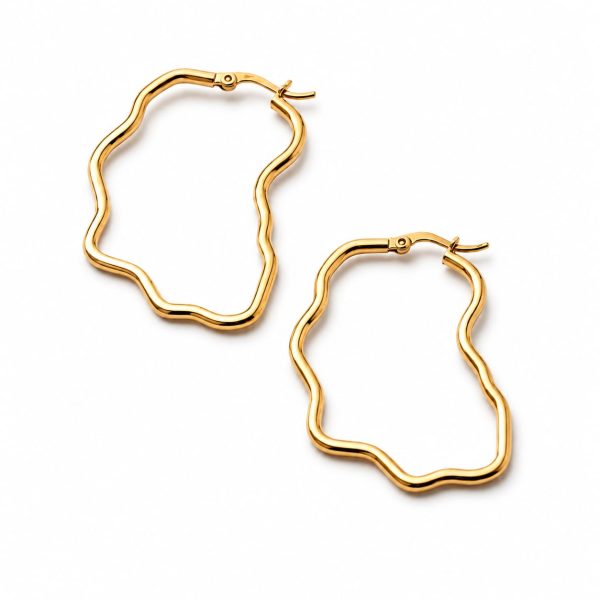 Arete argolla diseño organico ondulado dorado