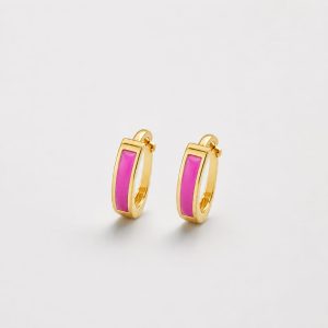 Argolla huggie esmaltado lila dorado