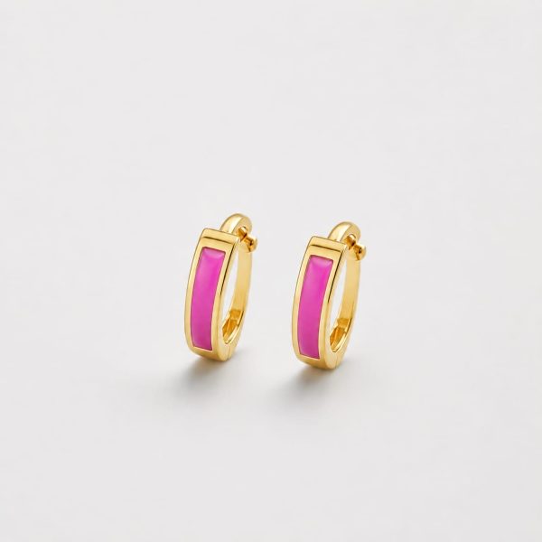 Argolla huggie esmaltado lila dorado
